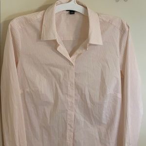 Ann Taylor dress shirt - peach and white